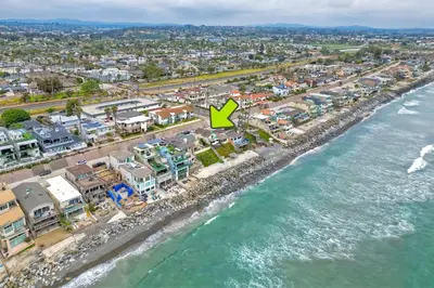 an aerial view of a city next to the ocean at Oceanfront 4BR, Private Beach & Patio, Remodeled Kitchen in Oceanside