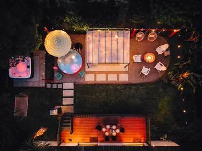 an aerial view of a house with a swimming pool at Entire house - 4 Bedroom & 2 Bath, 5 Min to Beach in Oceanside