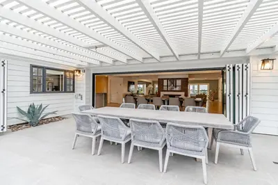 a white table and chairs on a patio at Walk to Beach Stunning Views La Jolla Shores in San Diego
