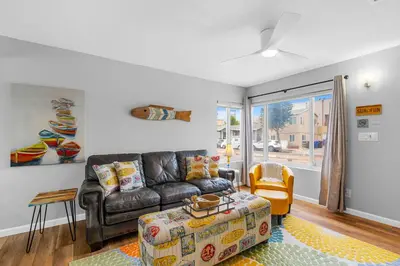 a living room with a couch and a chair at Beach-2-Bay 1br - Mission Beach - AC - Shops in San Diego