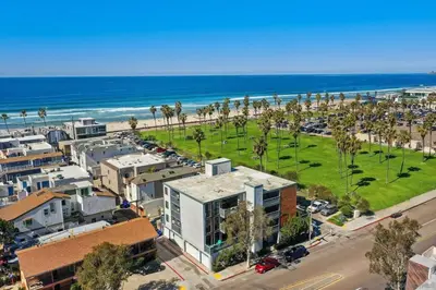 an aerial view of a city and the beach at Pineapple Paradise - Mission Beach - Stunning in San Diego