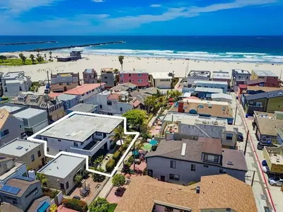 an aerial view of a city and the beach at Avalon Beach 4 in San Diego