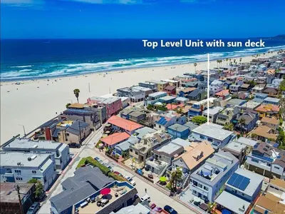 a top level unit with sun deck next to a beach at Avalon Beach 4 in San Diego