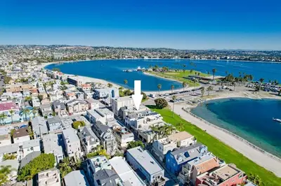 an aerial view of a city and a beach at Bay Style 2 in San Diego