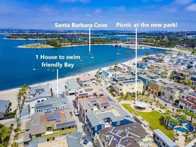 an aerial view of santa barbara cove plantation at the new park at Bayside Cove 3 in San Diego