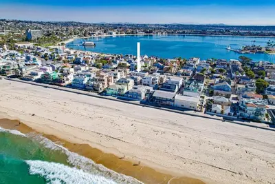 an aerial view of a beach and a city at Beachy Keen 2 in San Diego