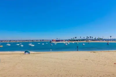 a view of a beach with boats in the water at Bayside 2 in San Diego