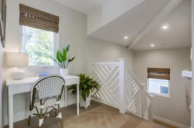 a home office with a desk and a window at The Shores 4 in San Diego