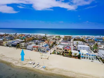 an aerial view of a beach with a town at Waterfront 2 in San Diego