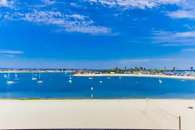 a view of a beach with boats in the water at Waterfront 2 in San Diego