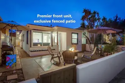 a house with aperate front unit with an expansiveenced patio at Marina 1 in San Diego