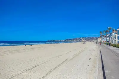 a sandy beach with people walking on it at Strandway Suite 2 in San Diego