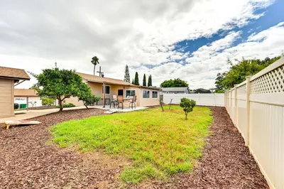 a house with a yard with a fence at Sunny San Diego Home with Private Yard and Grill! in San Diego