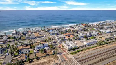 an aerial view of a city and the ocean at Tower 9 F in Oceanside