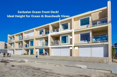 a building on the beach with people walking in front of it at Salt Life in San Diego