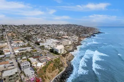 an aerial view of a city and the ocean at Sunset Cliffs Lookout - Ocean Front Luxury Condo in San Diego