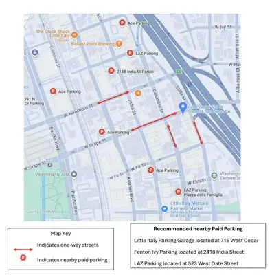 a map of the city of melbourne with red dots at Hotel Zindel in San Diego