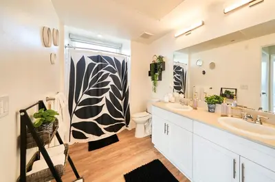 a bathroom with a sink and a toilet and a shower at NEW Organic Modern Luxury 1BD/1BA- close to everything! in San Diego