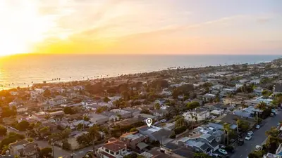 an aerial view of a city and the beach at sunset at CBS-2369 - Cardiff Panoramic Paradise in Cardiff-by-the-Sea
