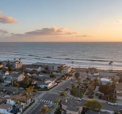 an aerial view of a town and the ocean at CB-3900A - Coastal Carlsbad Surfer's Dream in Carlsbad