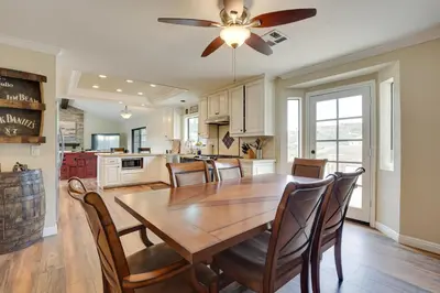 a kitchen and dining room with a table and chairs at Pet-Friendly Temecula Home in Wine Country! in Temecula