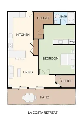 a floor plan of a house at La Costa Escape - Pool, BBQ, Gated Parking in Encinitas