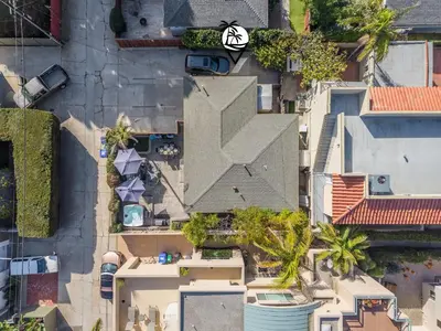 an overhead view of a house with a roof at Windansea Coastal Haven - Steps to Beach in San Diego