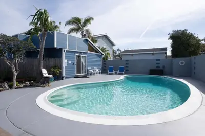 a swimming pool in the backyard of a house at * - The Leucadia Beach Grotto - * An Encinitas Gem in Encinitas