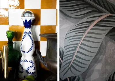 a blue and white vase sitting next to a pitcher at 2 Free Bikes, Pvt Parking, Steps to Beach! South Mission Beach in San Diego