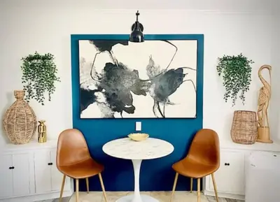 a dining room with a table and two chairs at Cozy Studio with Outdoor Oasis in Bonita