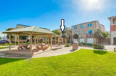 a gazebo in a park in front of a building at Bayside Cove 4 in San Diego