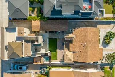 an overhead view of a house with a roof at Cozy Beachside Studio in San Diego