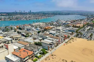 an aerial view of a city with a harbor at 2 Bedroom Home on the Beach with Ocean View in Newport Beach