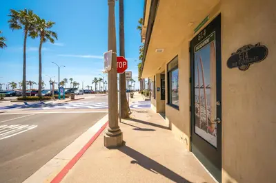 a stop sign on the side of a street at 514 E Oceanfront B in Newport Beach