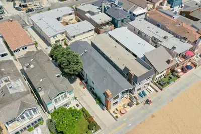 an overhead view of a city with buildings at 7 Bedroom Oceanfront Triplex Building in Newport Beach