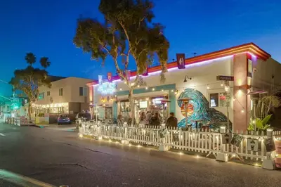 a restaurant with a face painted on the side of the street at Ocean View Blue Mission Beach Paradise in San Diego