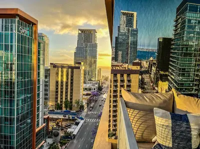 a view of a city skyline with tall buildings at Italyhaus in San Diego