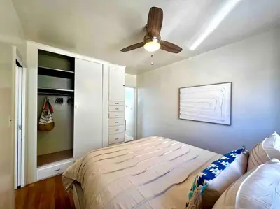 a bedroom with a bed and a ceiling fan at Minimalist 1 bed by Airport & Old Town in San Diego