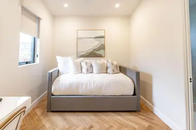a bedroom with a bed in a room at Enchanting Encinitas Oceanview Casita in Encinitas