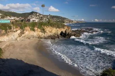 an aerial view of a beach with the ocean at Laguna Condo w/ Pool/Jacuzzi and Attached Garage in Laguna Niguel