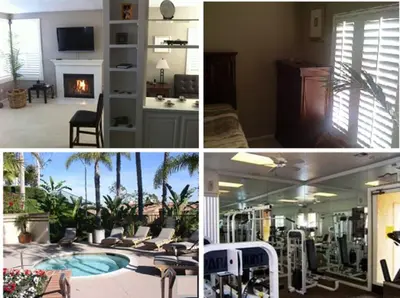 a collage of photos of a living room and a house at Laguna Condo w/ Pool/Jacuzzi and Attached Garage in Laguna Niguel
