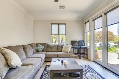 a living room with a couch and a table at LA COSTA Valley Newly Remodeled Gem in Carlsbad