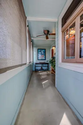 a hallway of a home with a window at The Craftsman Coastal Cottage in Leucadia in Encinitas