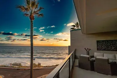 a view of the ocean from the balcony of a house at Beachside Paradise in Windansea in San Diego