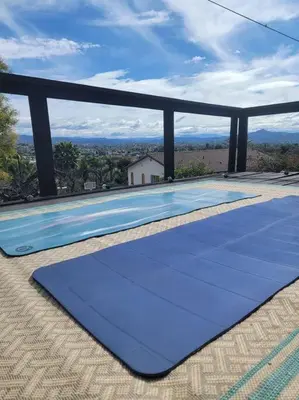 a large blue swimming pool on top of a house at Hidden Oasis Near Safari - Wineries - Lakes in Escondido