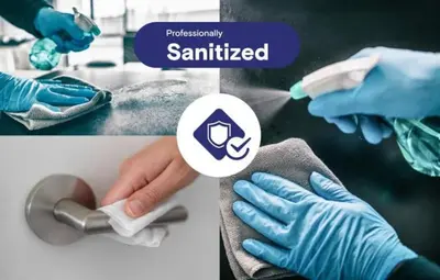 a picture of a person washing a sink with gloves at Sand Pebbles Resort - Amazing 2 Bedroom Condo Right by the Beaches & Attractions in Solana Beach