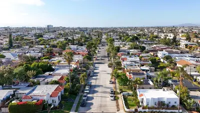 an aerial view of a city with houses at Modern Boho Oasis - Fast Wifi & Shuffleboard! in San Diego