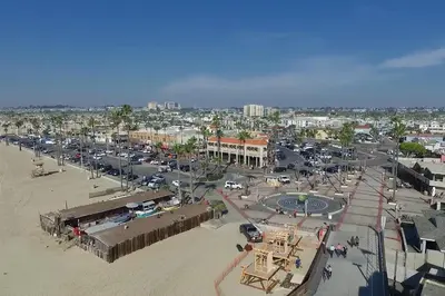 an aerial view of a city with a parking lot at 3 Bedrooms in Newport Beach