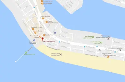 a map of the city of dubrovnik with attractions at 2010 W Oceanfront in Newport Beach