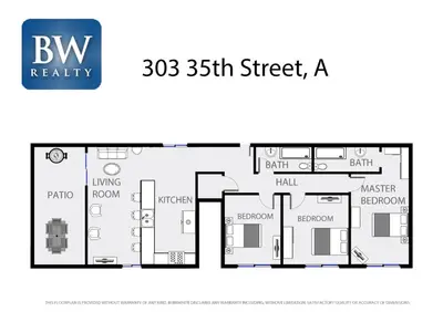 a floor plan of a sixth street residence at 3 Bedrooms in Newport Beach